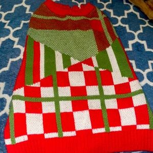 Red Argyle Dog Sweater